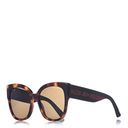 Gucci Acetate Square Frame Web Sunglasses GG0059S Black Tortoise 1 of 7