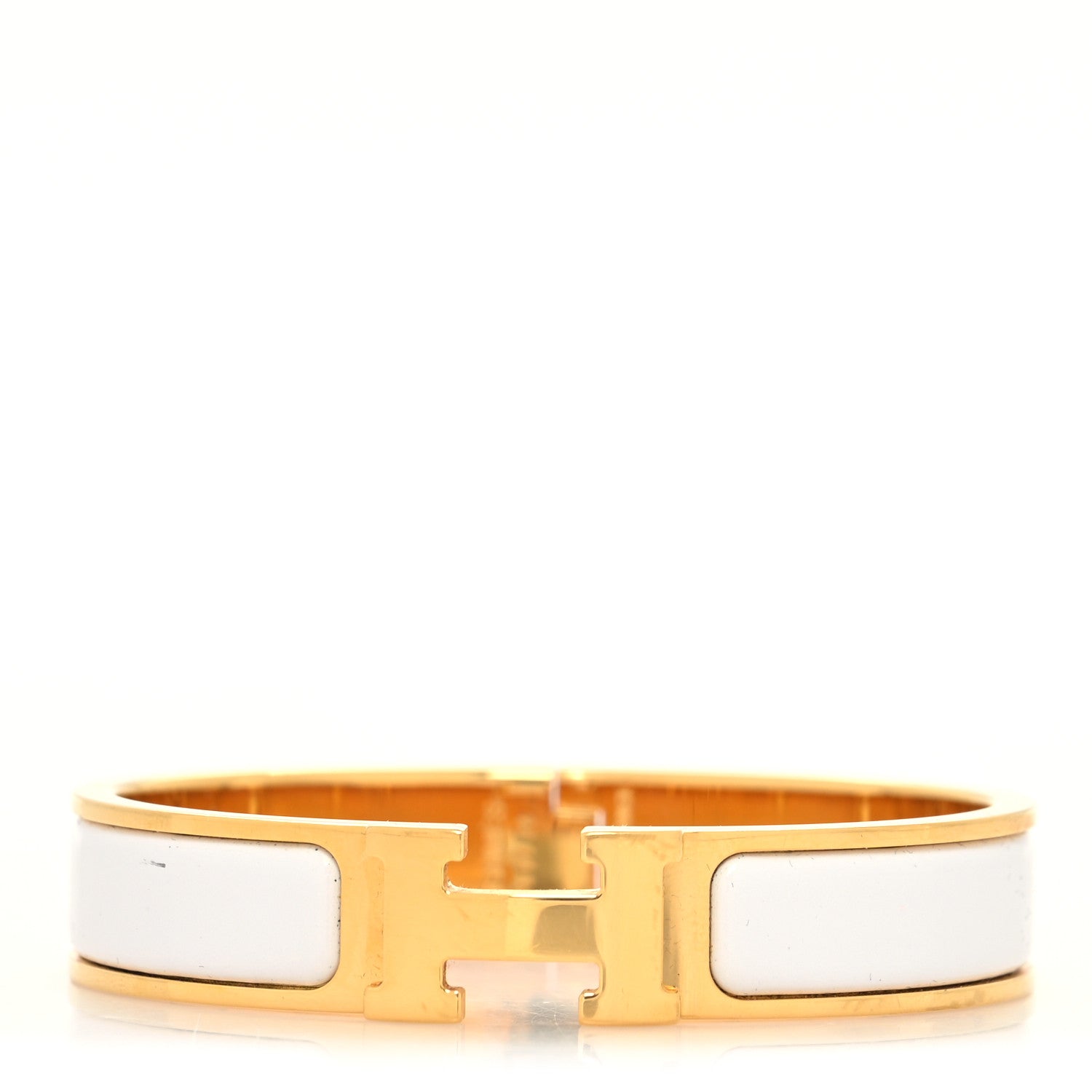 Hermes Enamel Narrow Clic Clac H Bracelet PM White 1 of 6