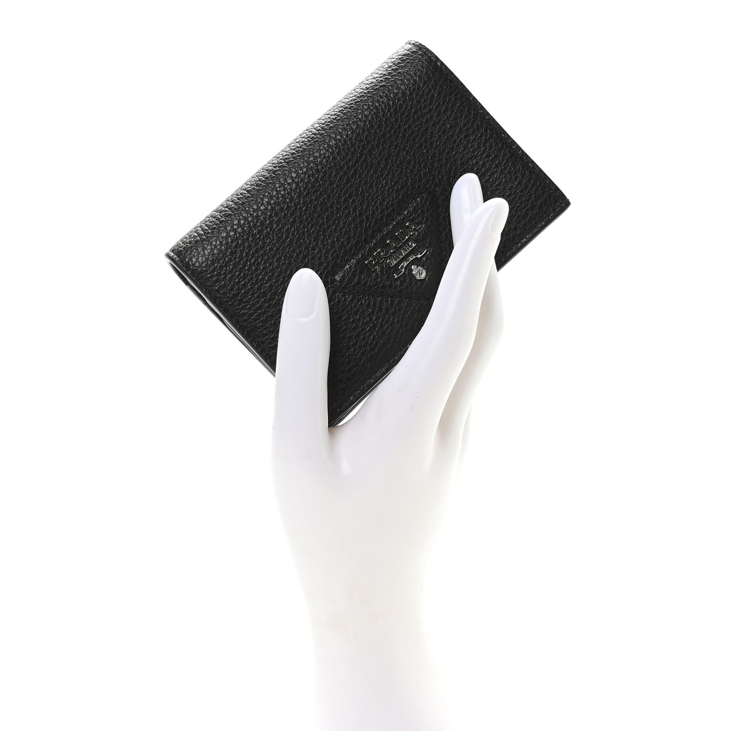 Vitello Daino Triangle Bi-Fold Card Holder Wallet Black