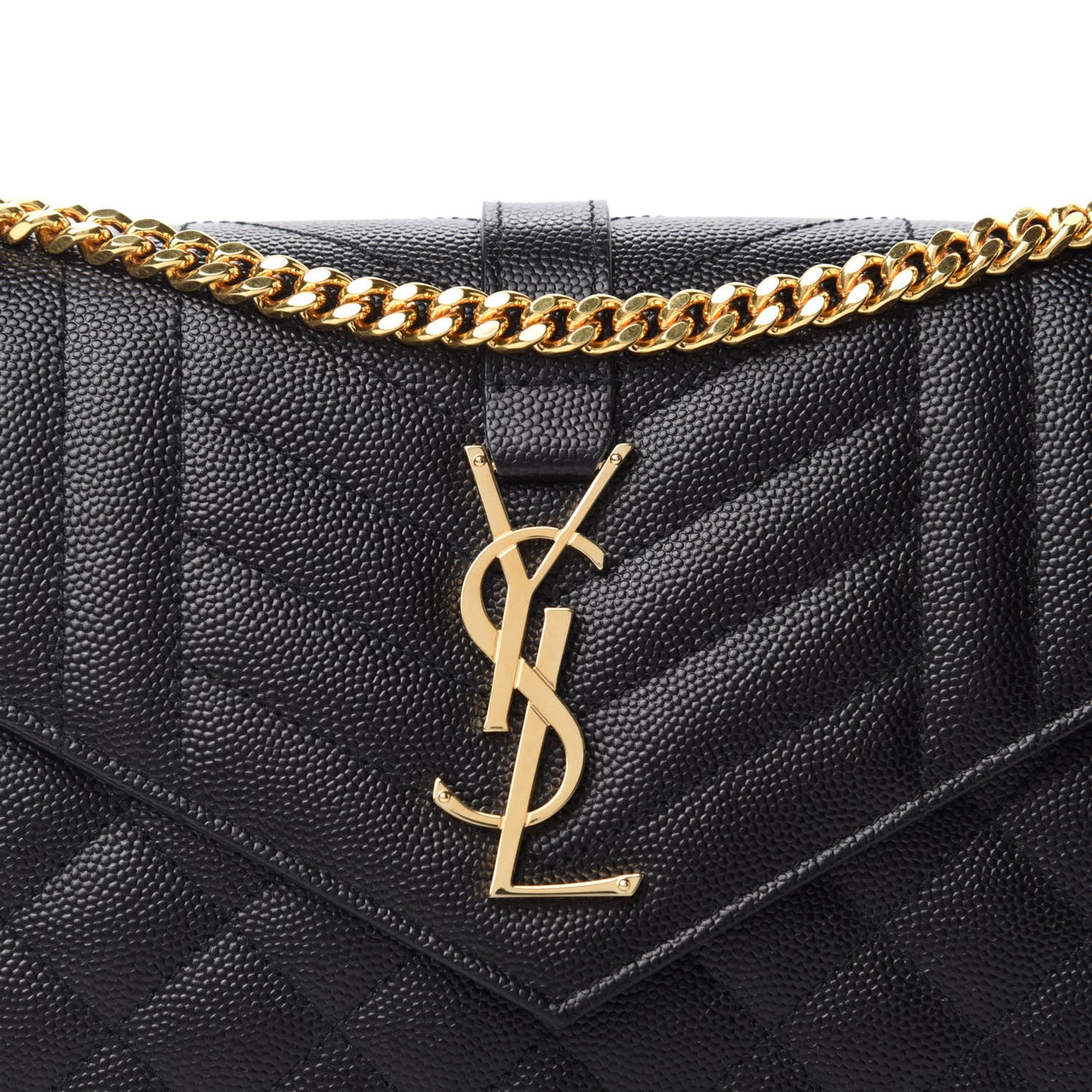 Grain De Poudre Mixed Matelasse Triquilt Monogram Chain Wallet Black