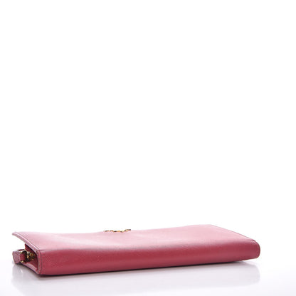 Prada Saffiano Metal Double Snap Travel Wallet Ibisco 4 of 10