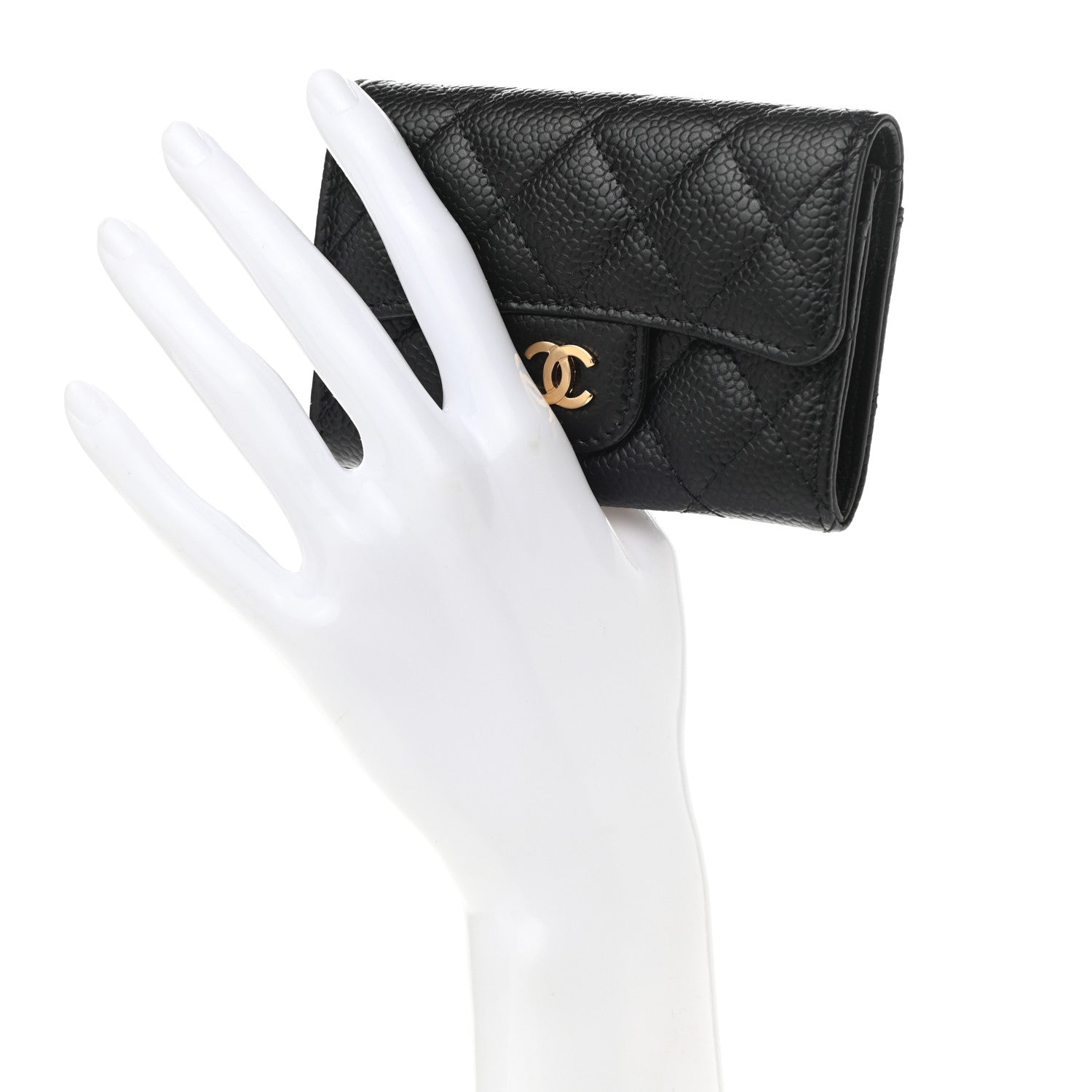 Chanel Caviar Quilted Flap Card Holder Wallet Black 2 of 8