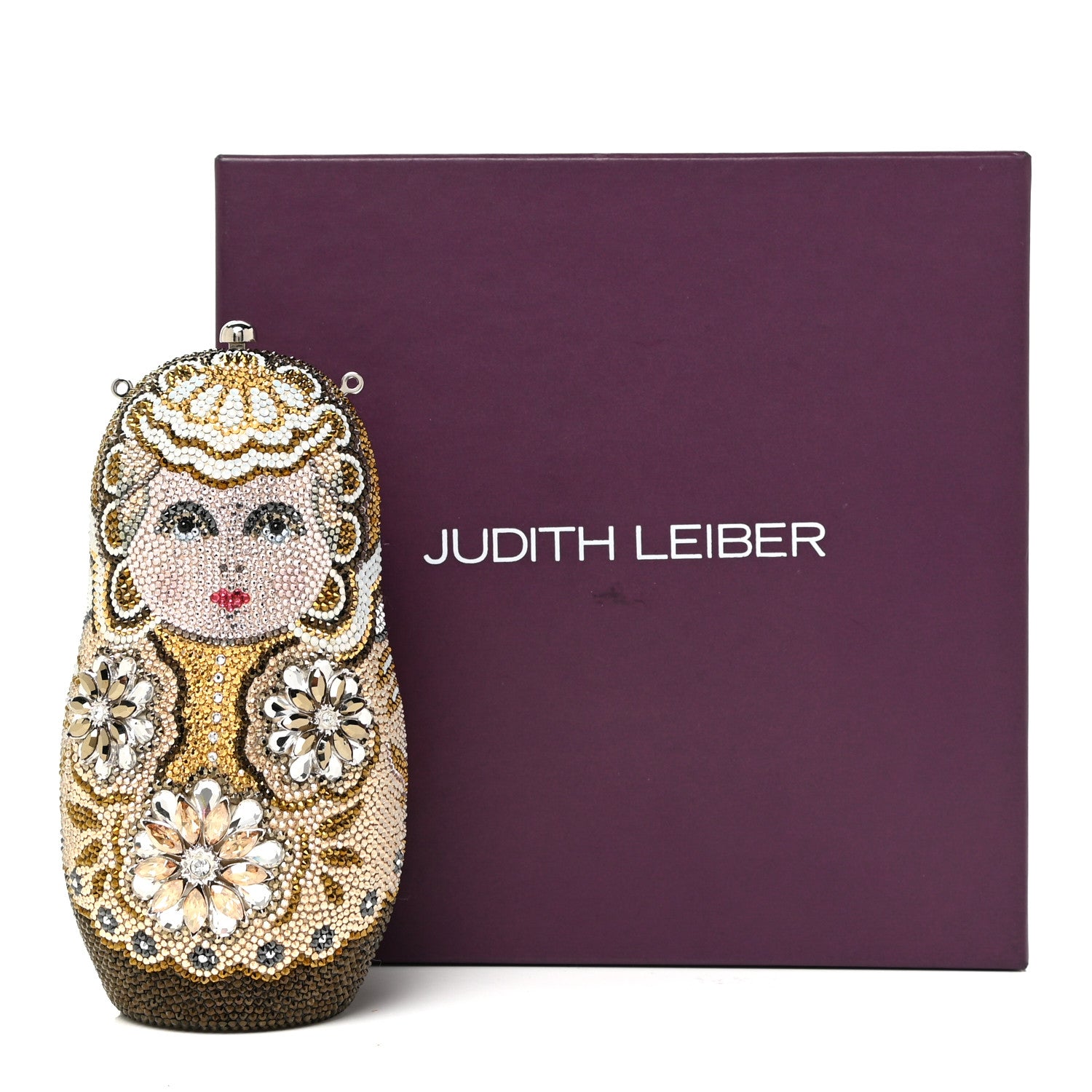Judith Leiber Crystal Nesting Doll Minaudiere Clutch Silver Multicolor 14 of 14