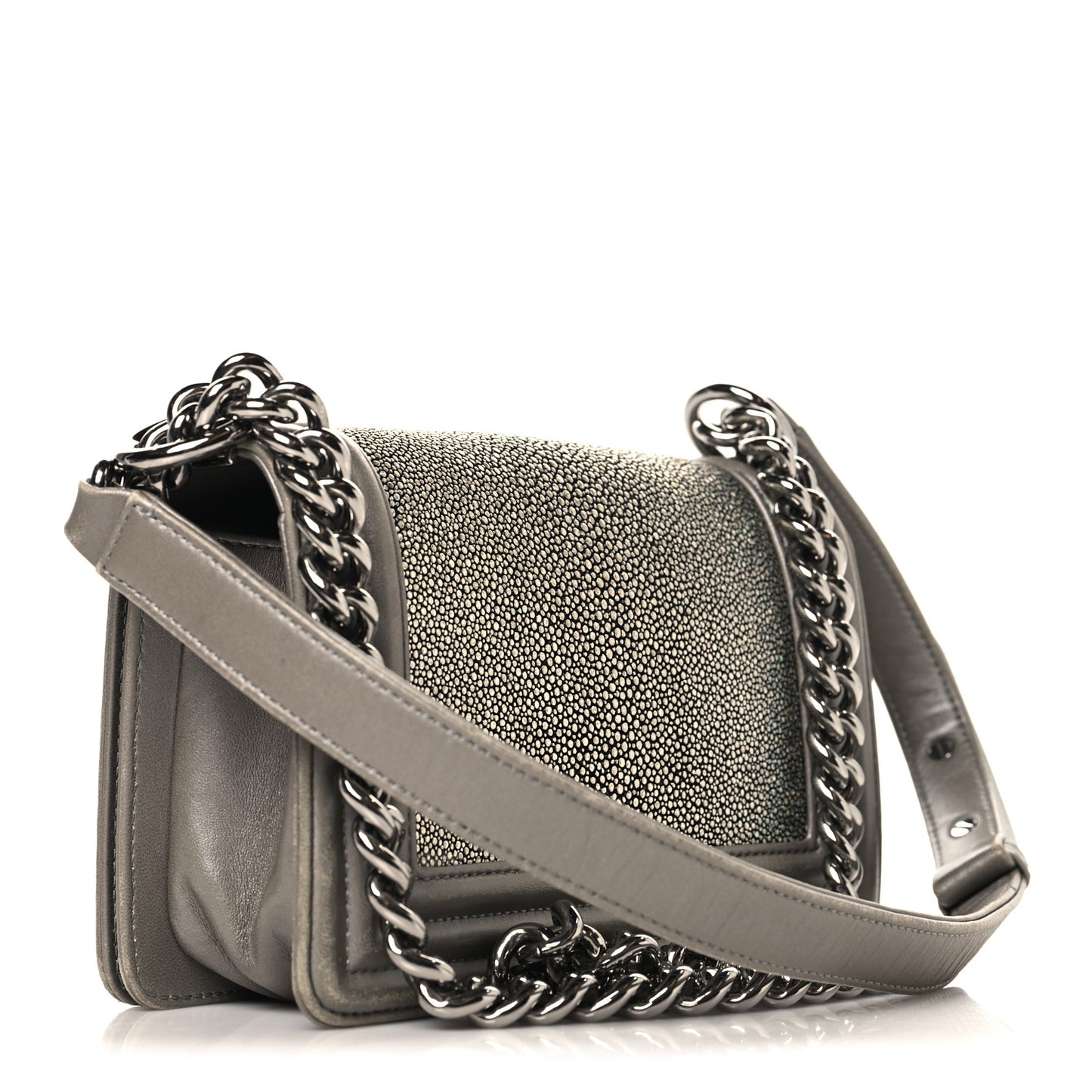 Galuchat Stingray Small Boy Flap Silver