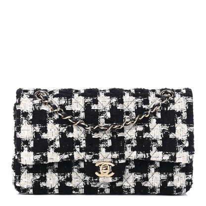 Chanel Tweed Quilted Medium Double Flap Black Ecru White 1 of 4
