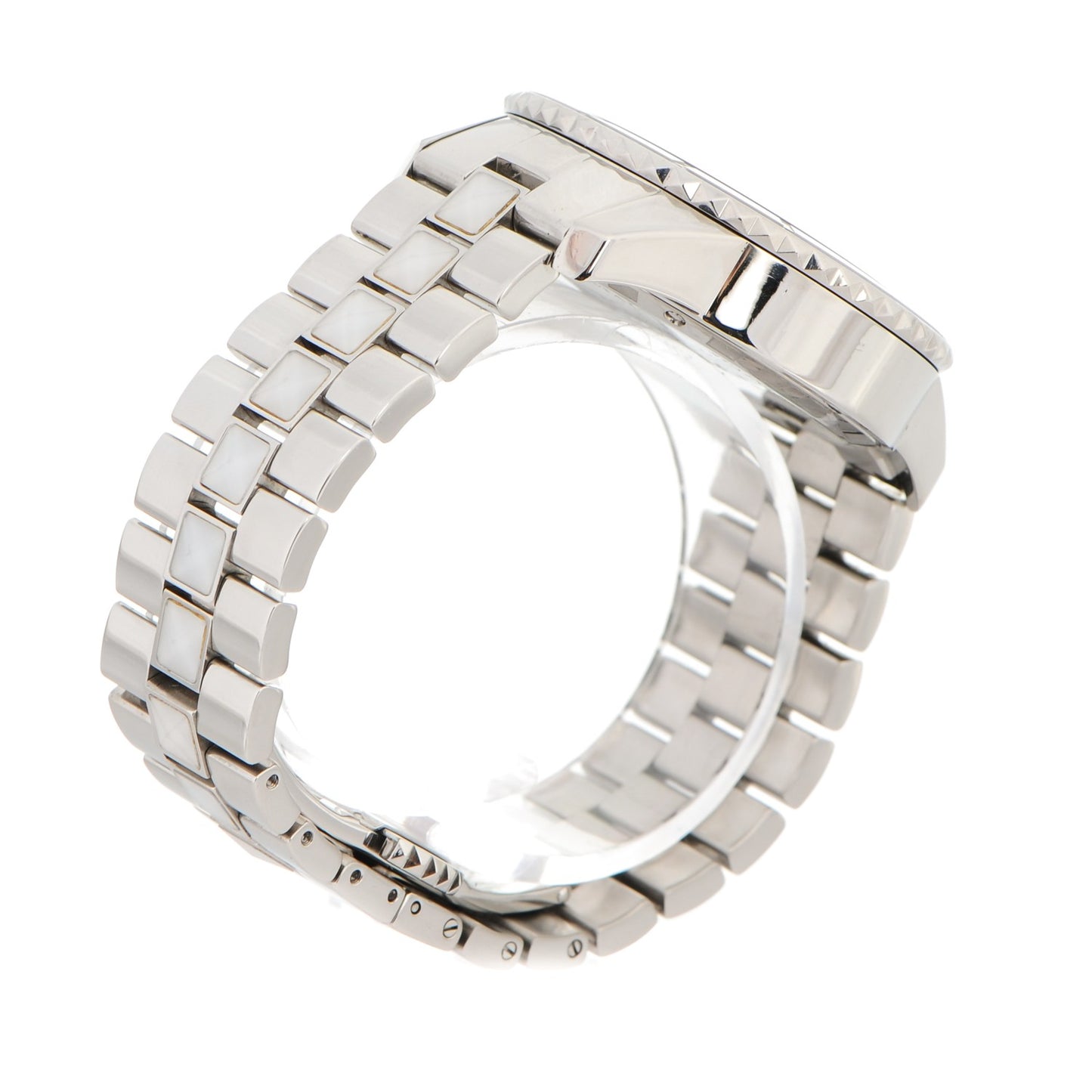 Stainless Steel Diamond Sapphire 38mm Christal Chronograph Quartz Watch White
