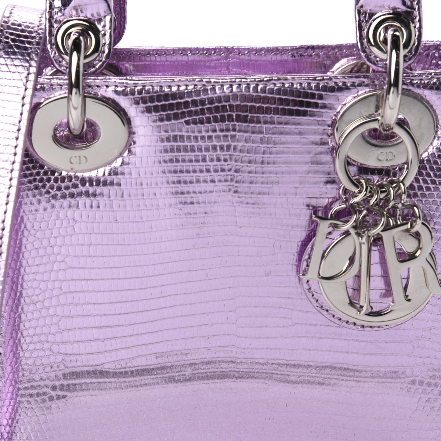 Metallic Lizard Mini Lady Dior Pink