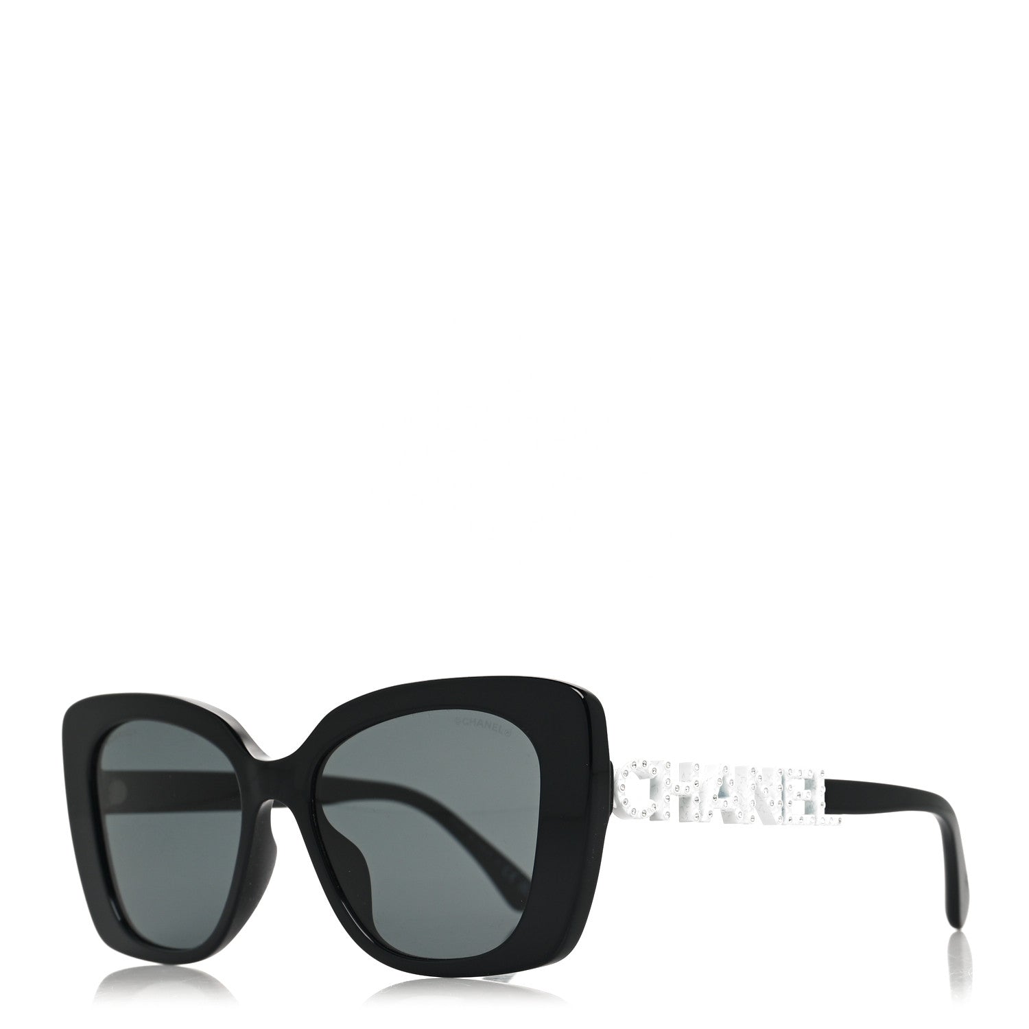 Chanel Acetate Strass Polarized Square Sunglasses 5422-B-A Black White 1 of 7