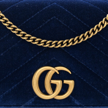 Gucci Velvet Matelasse GG Marmont Mini Bag Cobalt Blue 7 of 11
