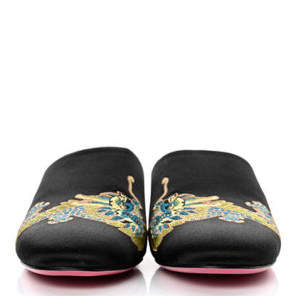 Gucci Satin Dragon Embroidered Candy Mules 41 Black 2 of 8