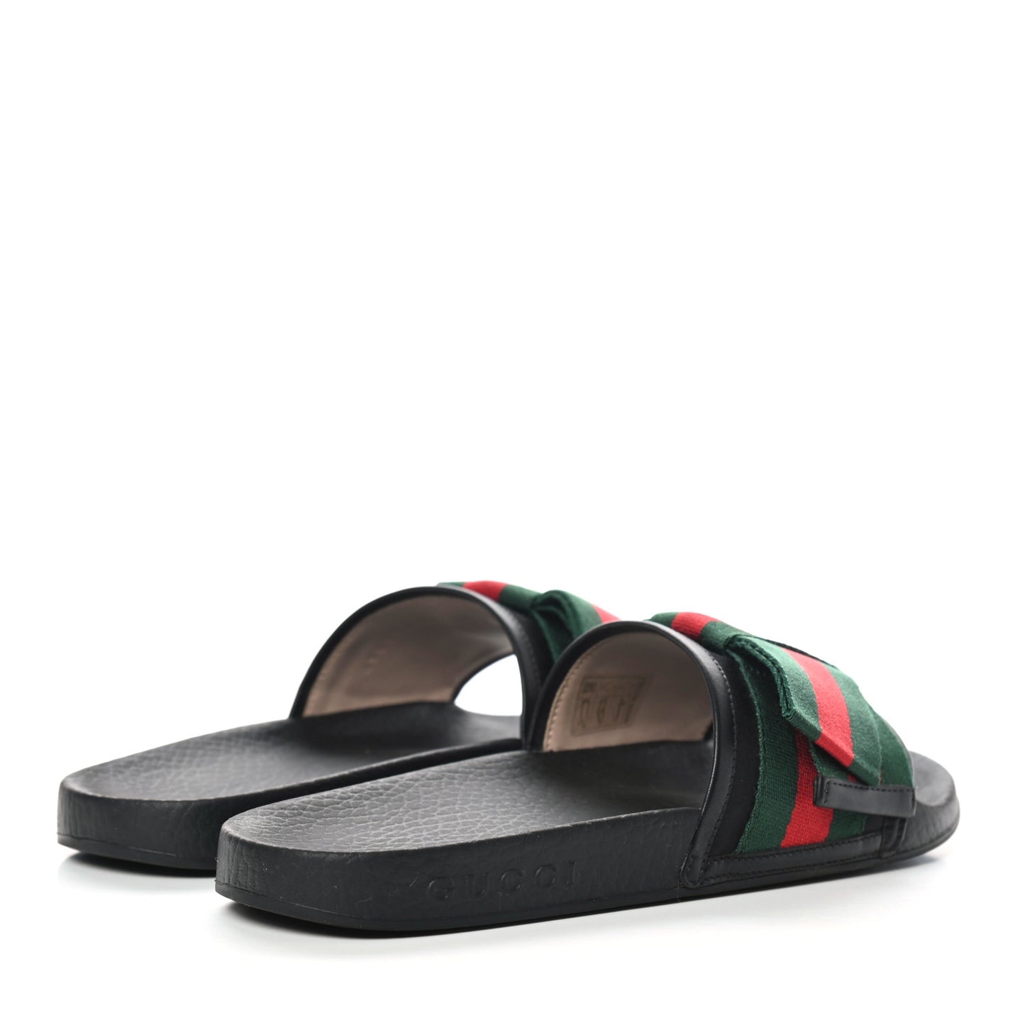 Satin Web Bow Slide Sandals 36 Black