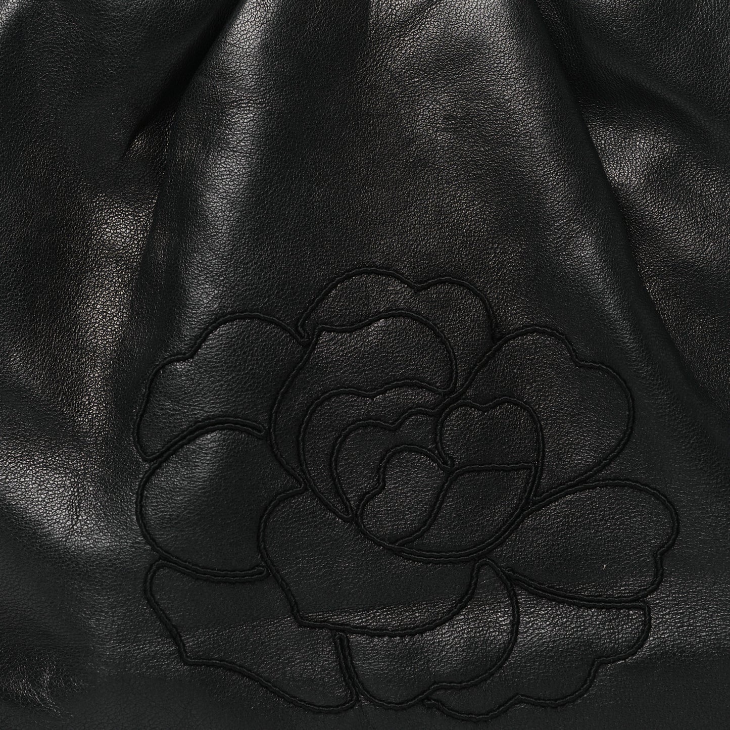 Lambskin Camelia Round Handle Mini Bag Black