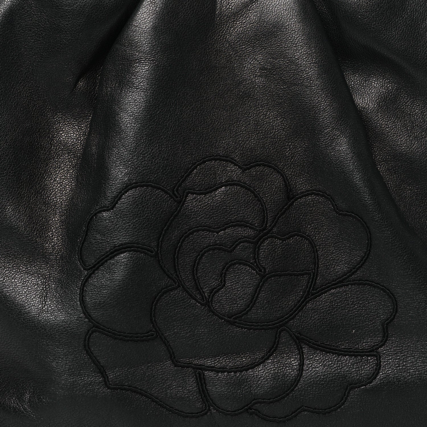 Chanel Lambskin Camelia Round Handle Mini Bag Black 10 of 13