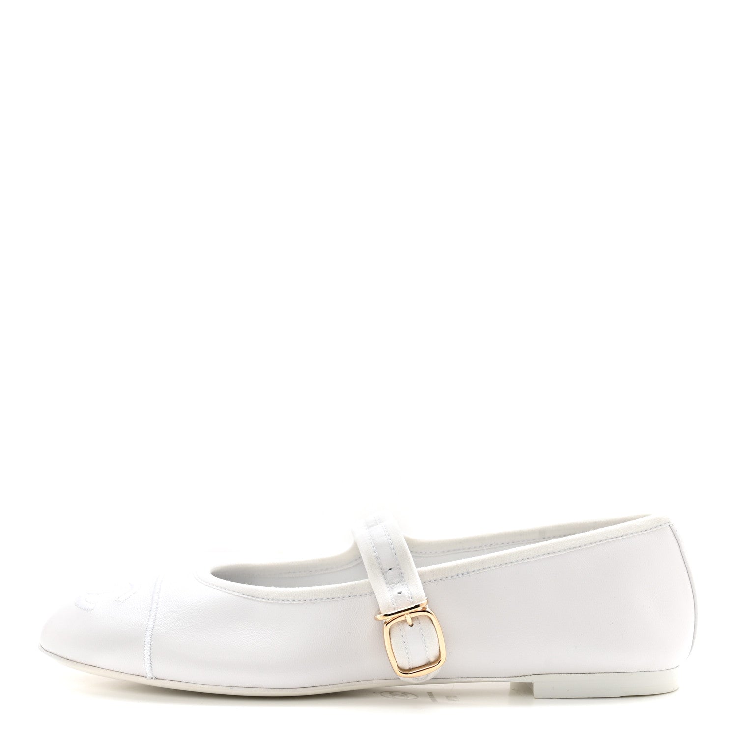 Chanel Lambskin Mary Jane Flats 37.5 White 1 of 9