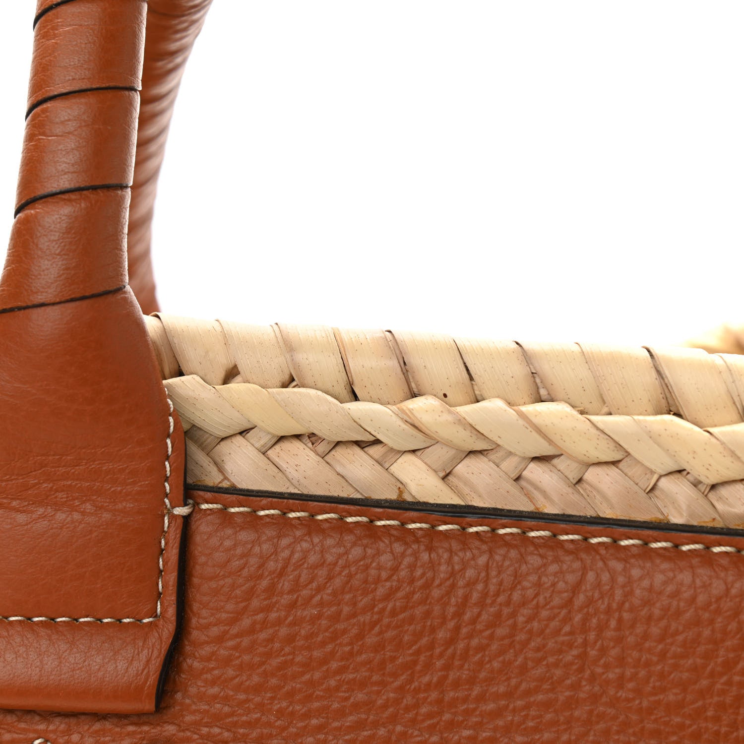 Chloe Raffia Small Grain Calfskin Medium Marcie Basket Tan 9 of 11