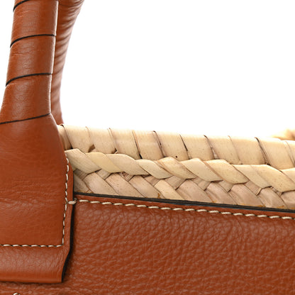 Chloe Raffia Small Grain Calfskin Medium Marcie Basket Tan 9 of 11