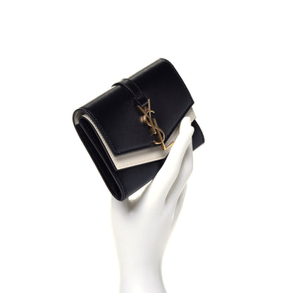 Saint Laurent Smooth Calfskin Monogram Small Sulpice Wallet Black White 2 of 7