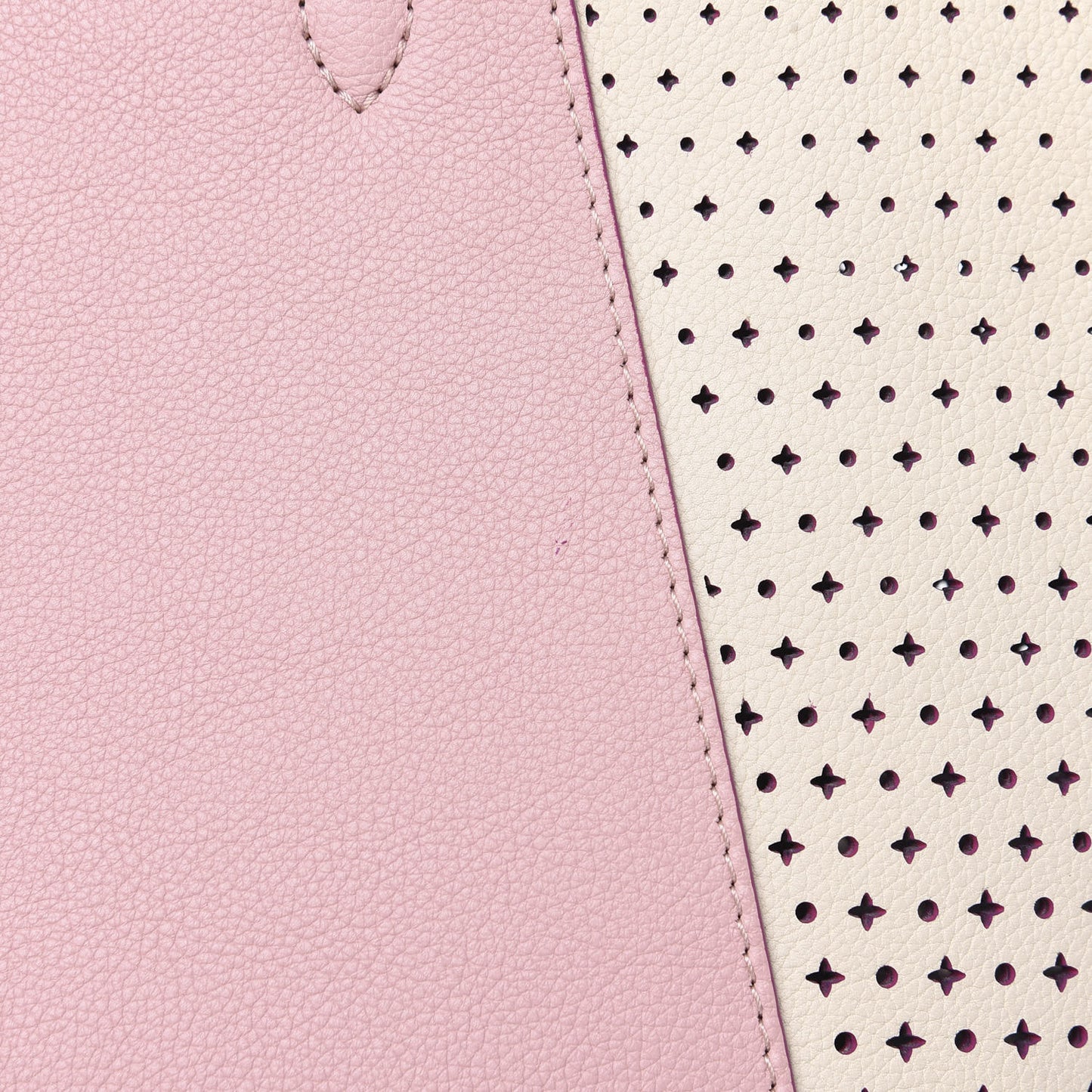 Calfskin Perforated Lockme Cabas Rose Poudre Creme