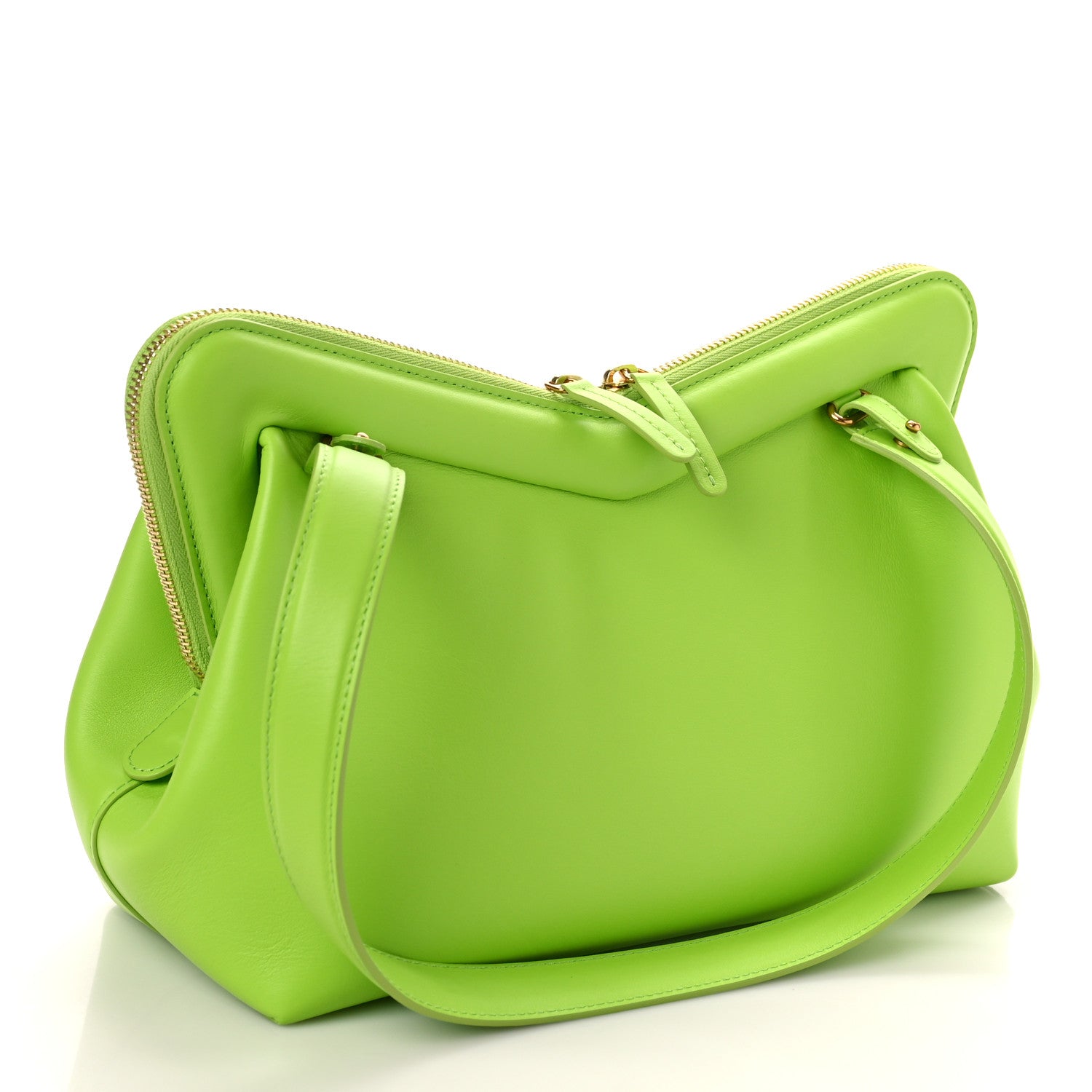 Mansur Gavriel Smooth Calfskin M Frame Bag Electric Lime 3 of 9