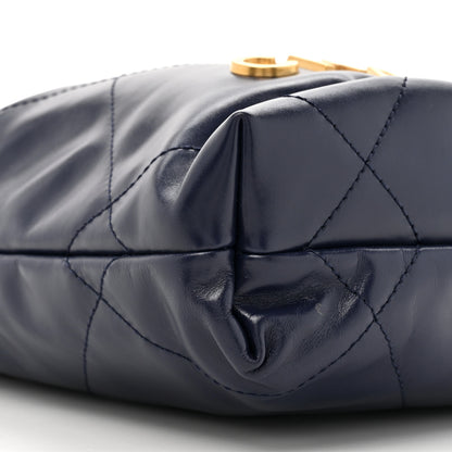 Chanel Shiny Calfskin Quilted Mini Chanel 22 Navy Blue 10 of 10