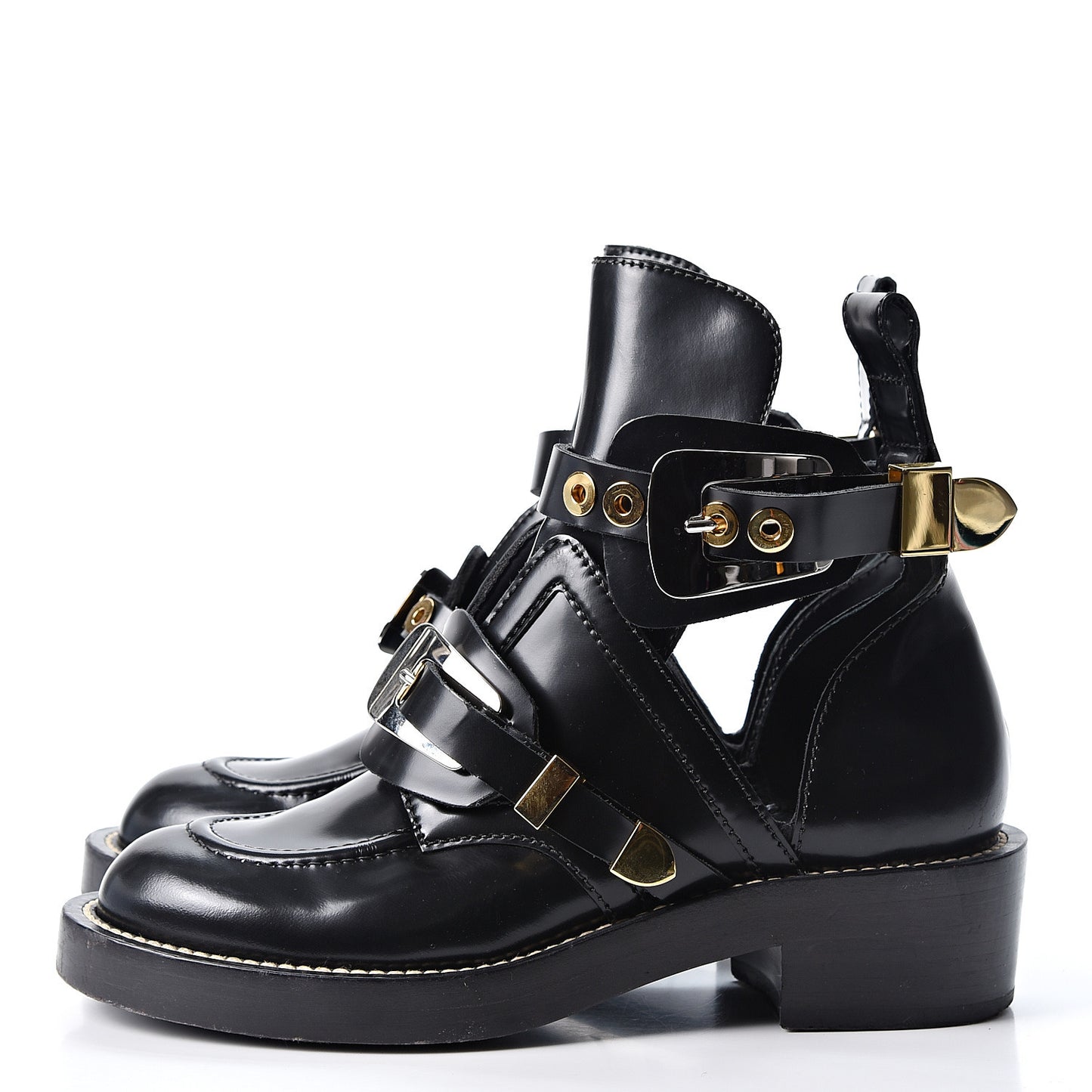 Brushed Calfskin Ceinture Ankle Boots 37.5 Black