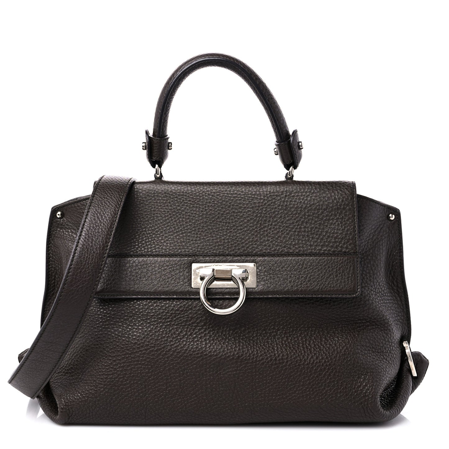 Grained Calfskin Sofia Satchel Brown