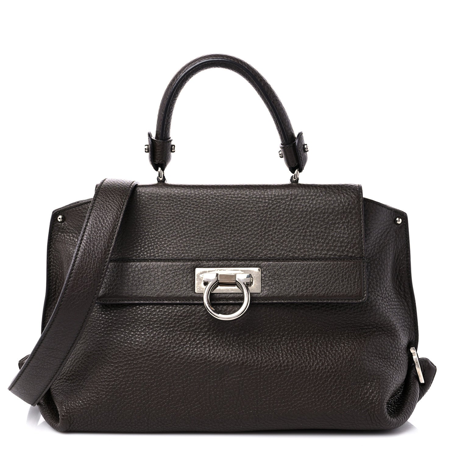 Salvatore Ferragamo Grained Calfskin Sofia Satchel Brown 1 of 10