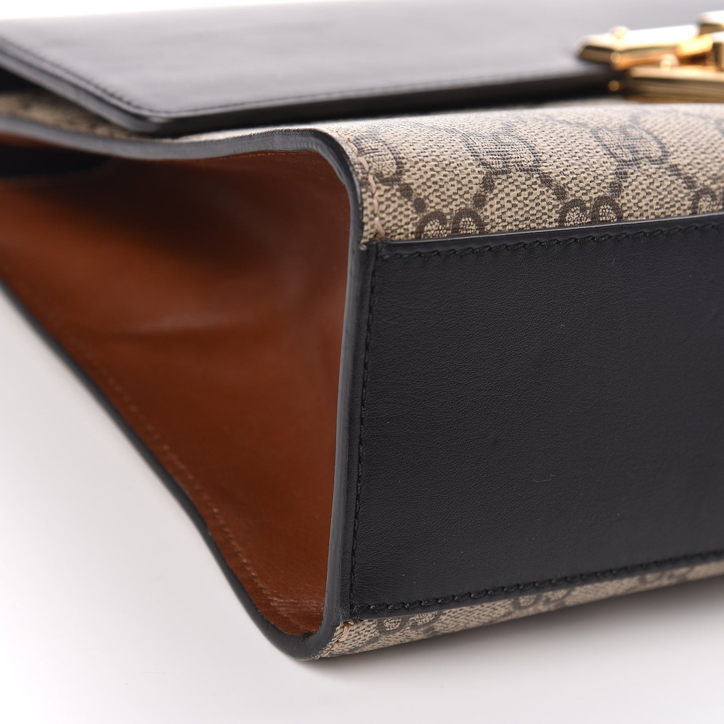 GG Supreme Monogram Calfskin Medium Padlock Shoulder Bag Beige Black Cuir