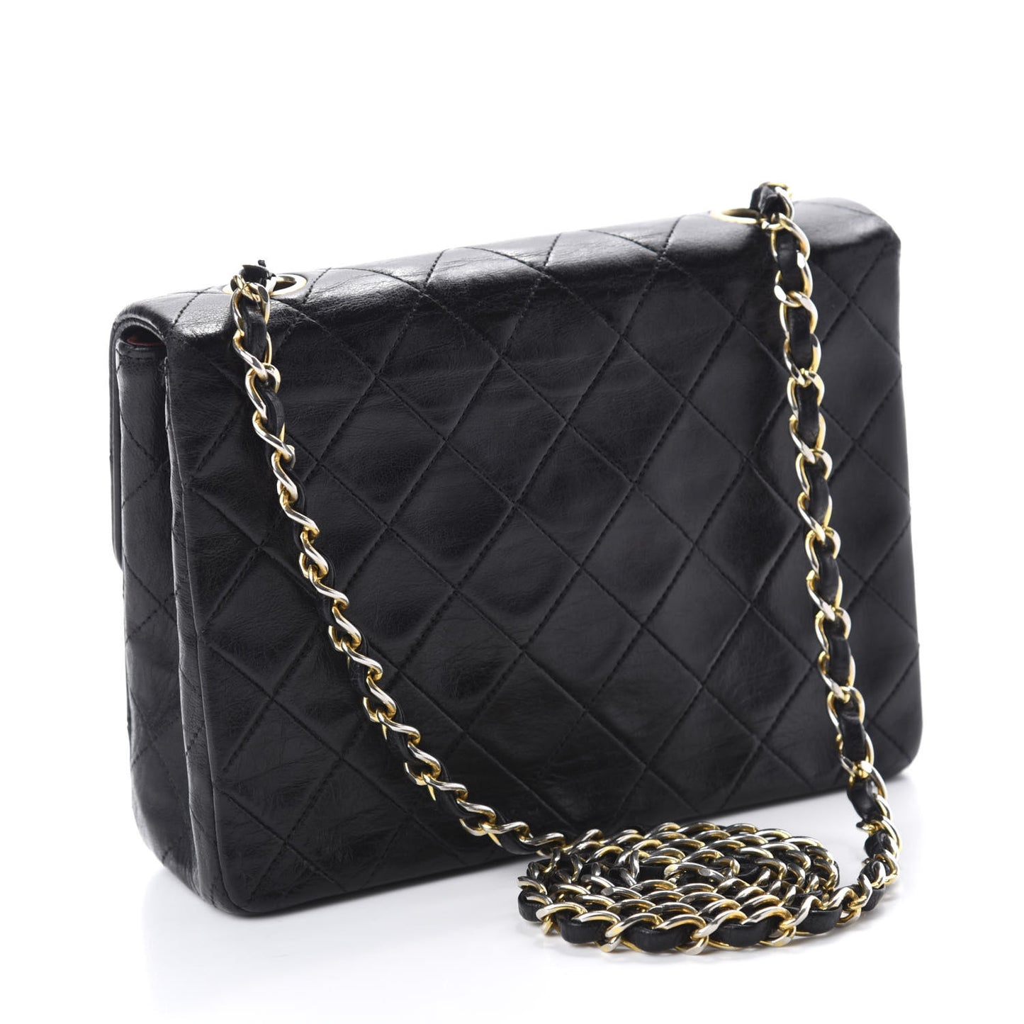 Lambskin Quilted Mini Square Flap Black