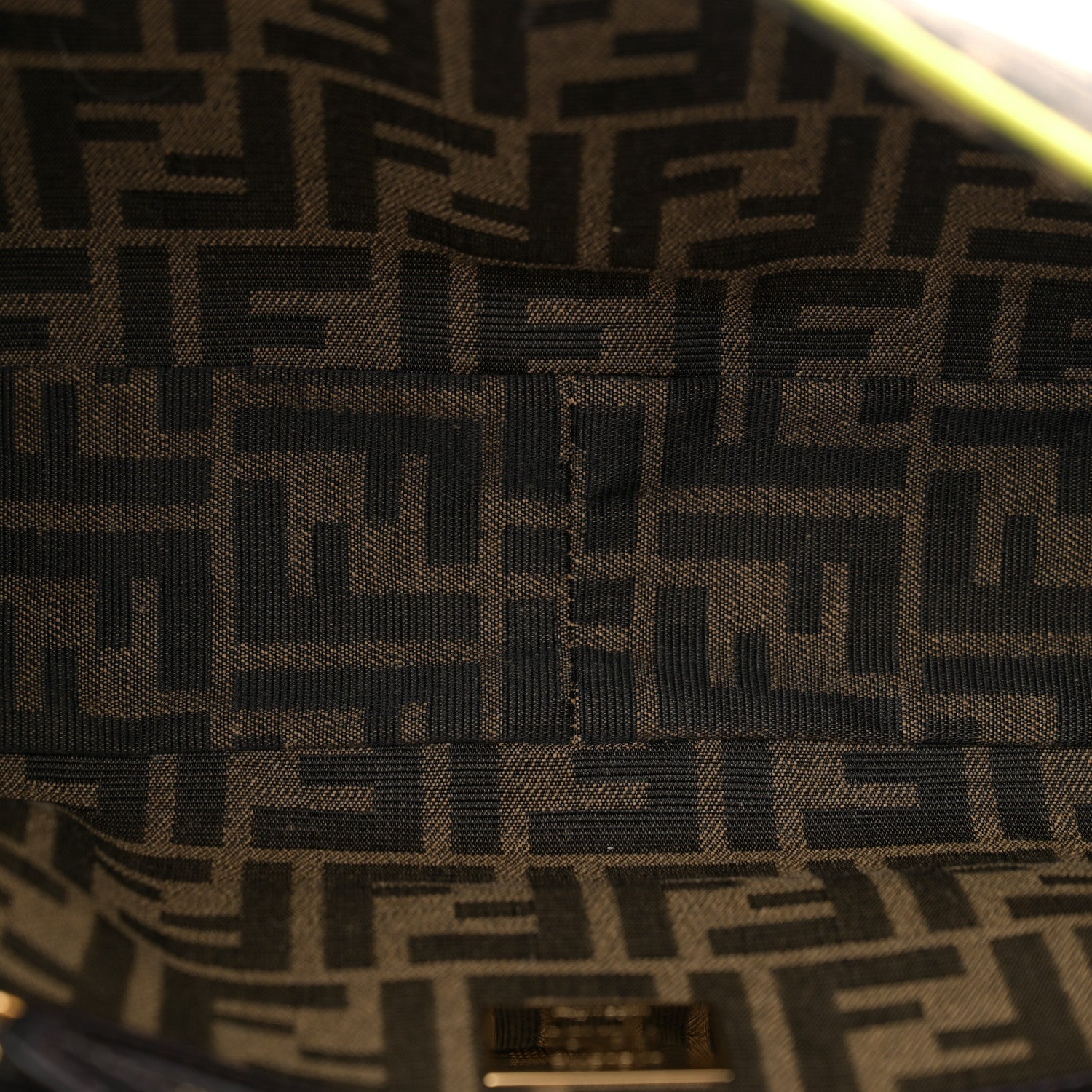 Fendi Fabric Jacquard FF 1974 Large Baguette Tobacco Moro Giallo Fluo 5 of 11