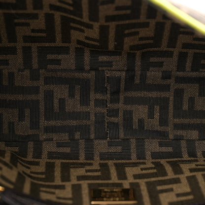 Fendi Fabric Jacquard FF 1974 Large Baguette Tobacco Moro Giallo Fluo 5 of 11