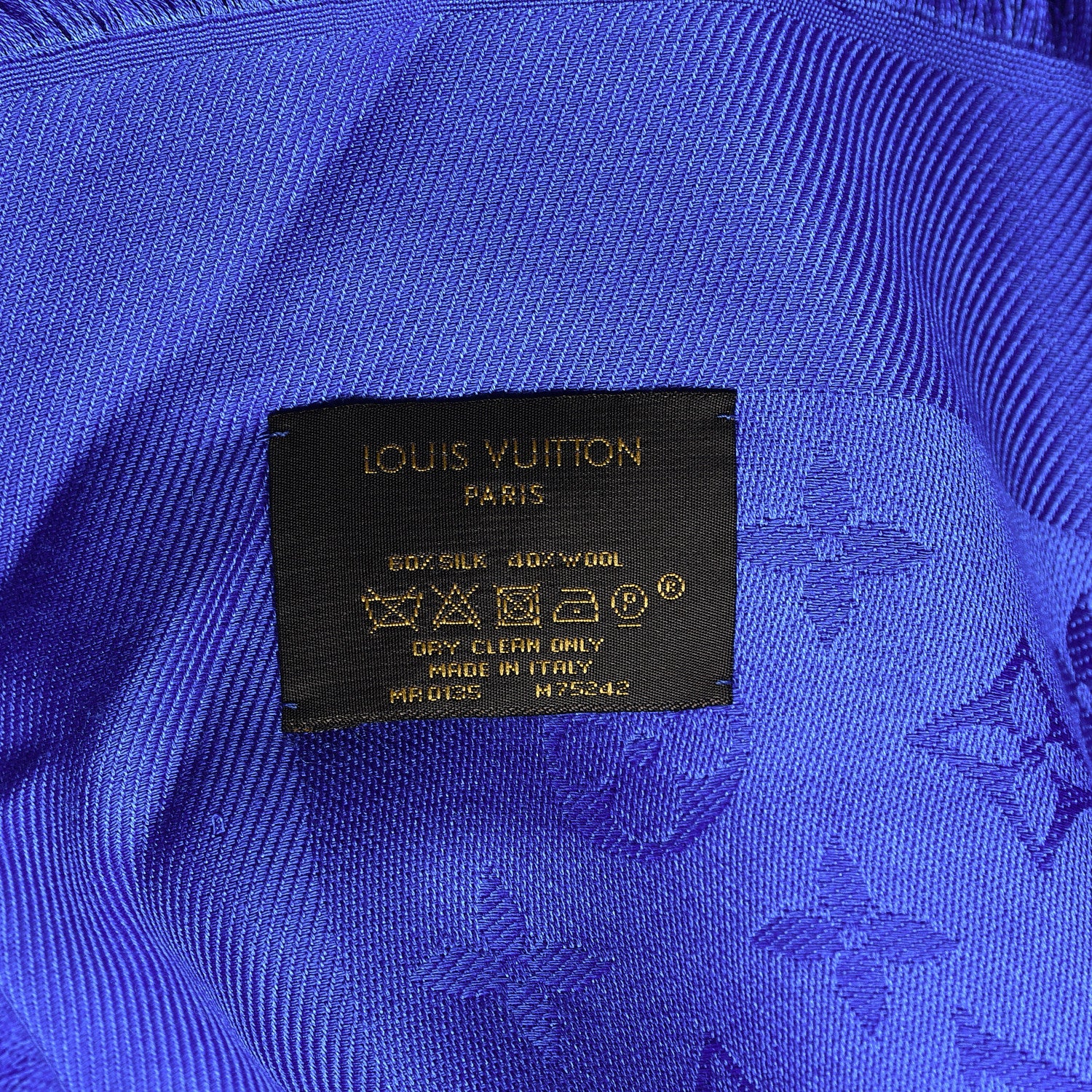 Louis Vuitton Silk Wool Monogram Shawl Blue 4 of 4