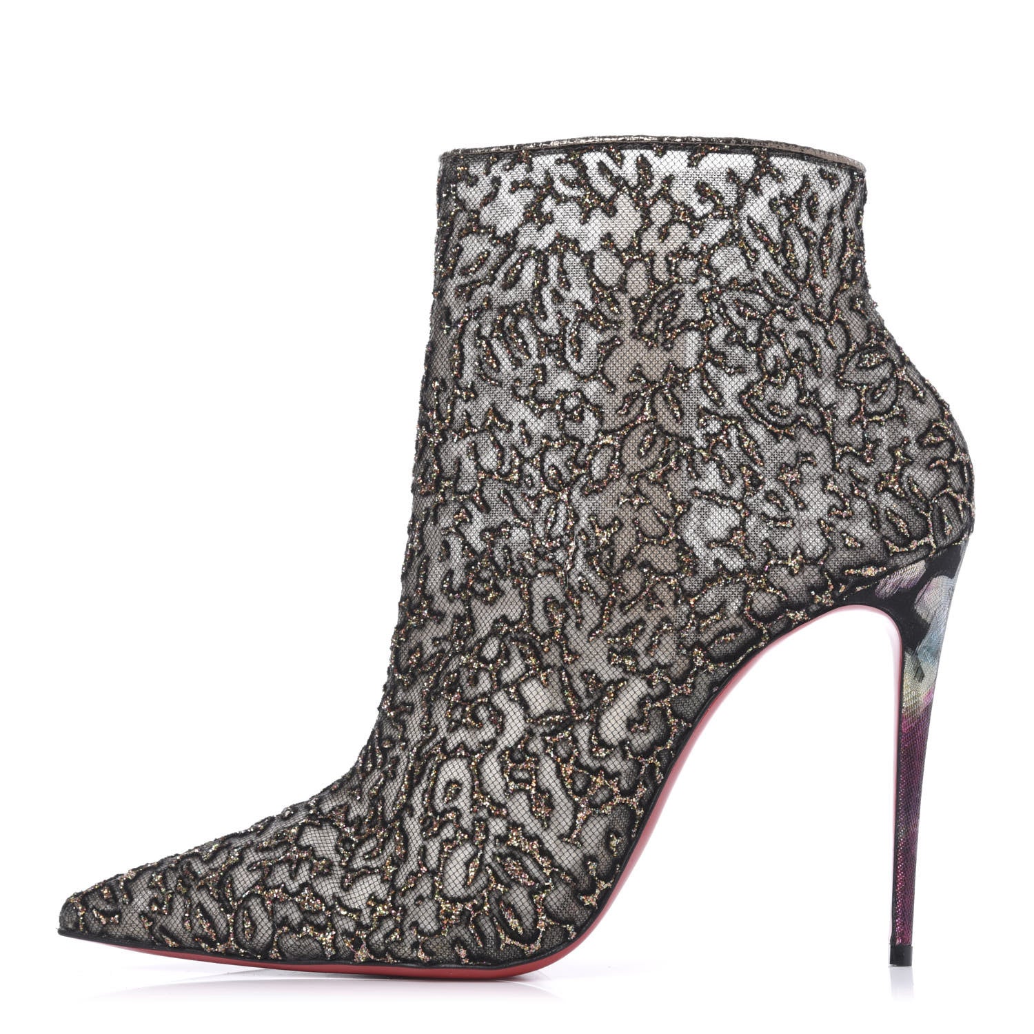 Christian Louboutin Mesh Glitter Nancy Bootie 100 Ankle Boots 42 Black 1 of 8