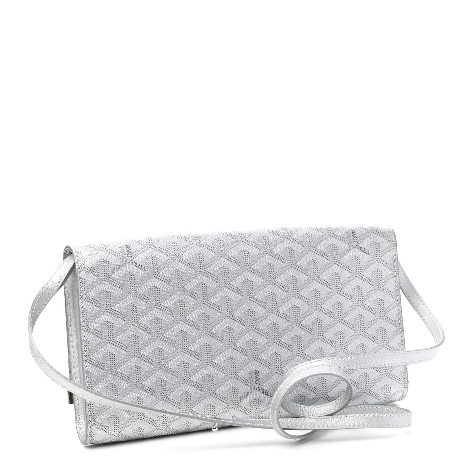 Goyard Goyardine Monte Carlo Bois Clutch With Strap Silver 3 of 10