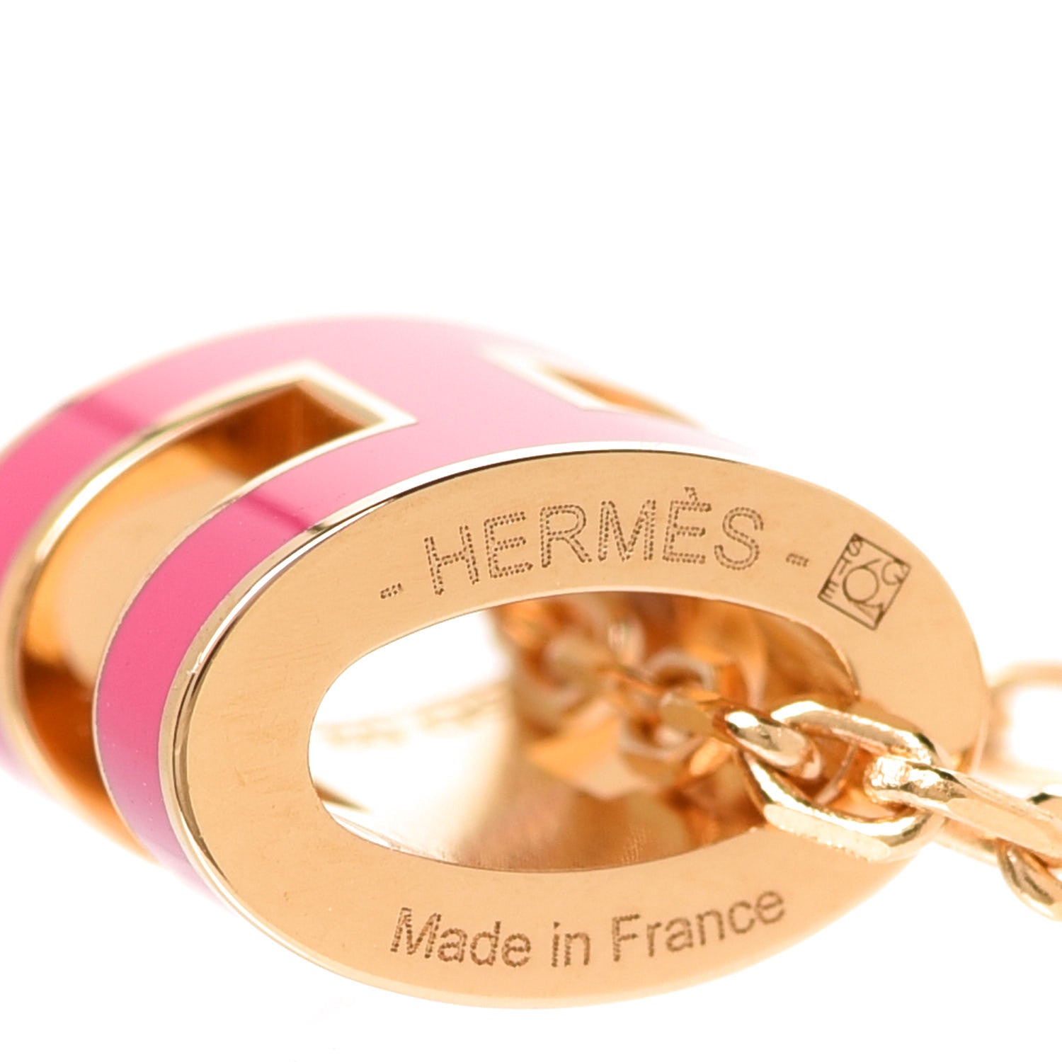 Hermes Lacquered Rose Gold Mini Pop H Pendant Necklace Rose Extreme 6 of 8