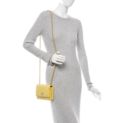 Chanel Lambskin Quilted Trendy CC Wallet On Chain WOC Yellow 2 of 9