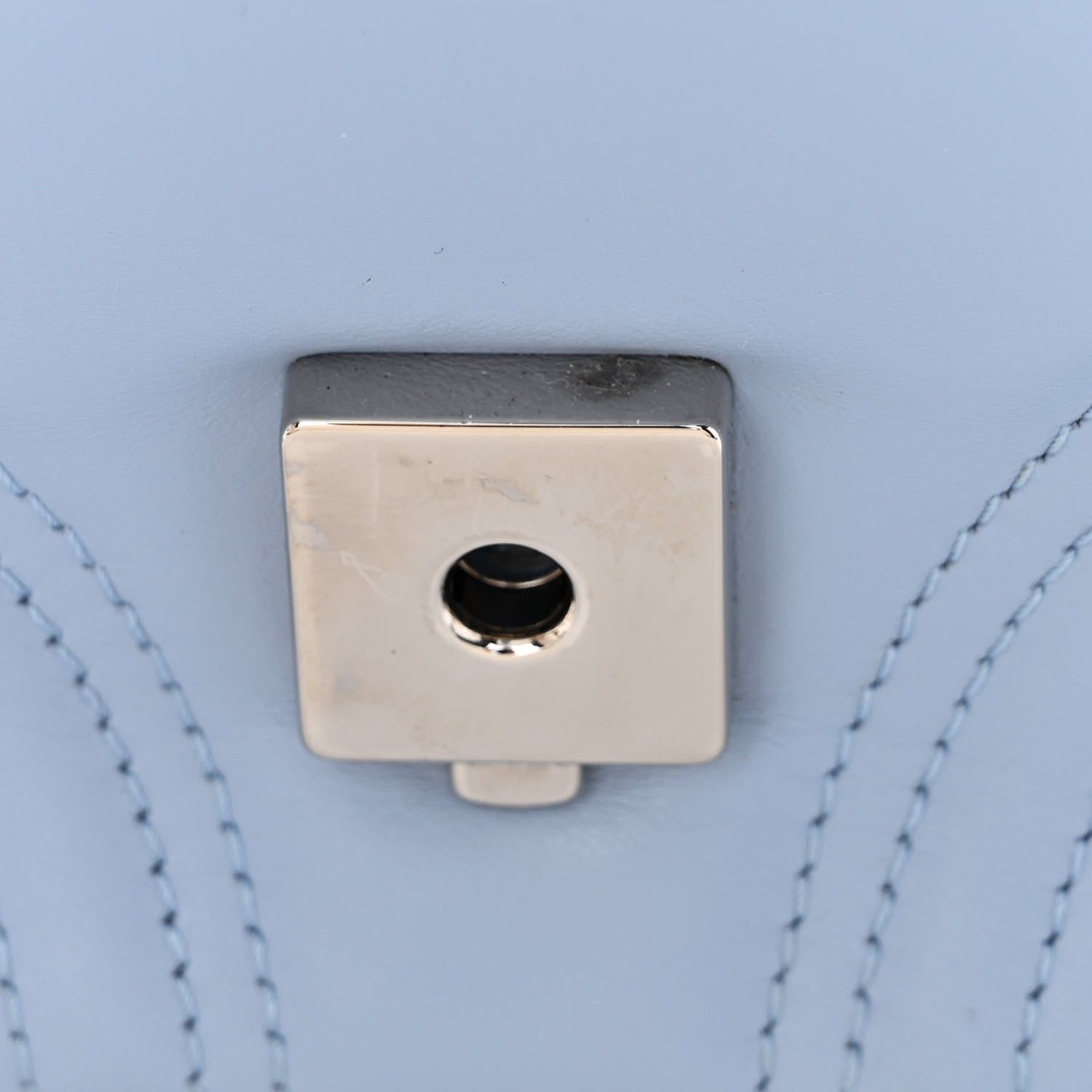 Gucci Calfskin Matelasse Mini GG Marmont Top Handle Shoulder Bag Porcelain Light Blue 12 of 13