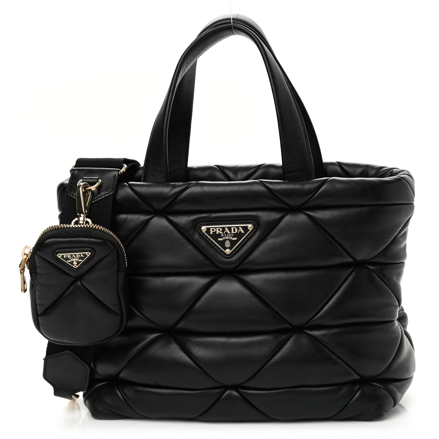 Prada Nappa Re-Nylon Triangle Quilted Patchwork System Tote Black 1 of 10
