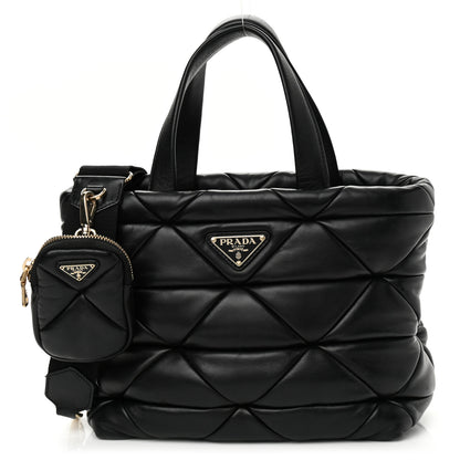 Prada Nappa Re-Nylon Triangle Quilted Patchwork System Tote Black 1 of 10