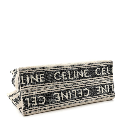 Celine Jacquard Striped Large Cabas Thais White Black 4 of 11