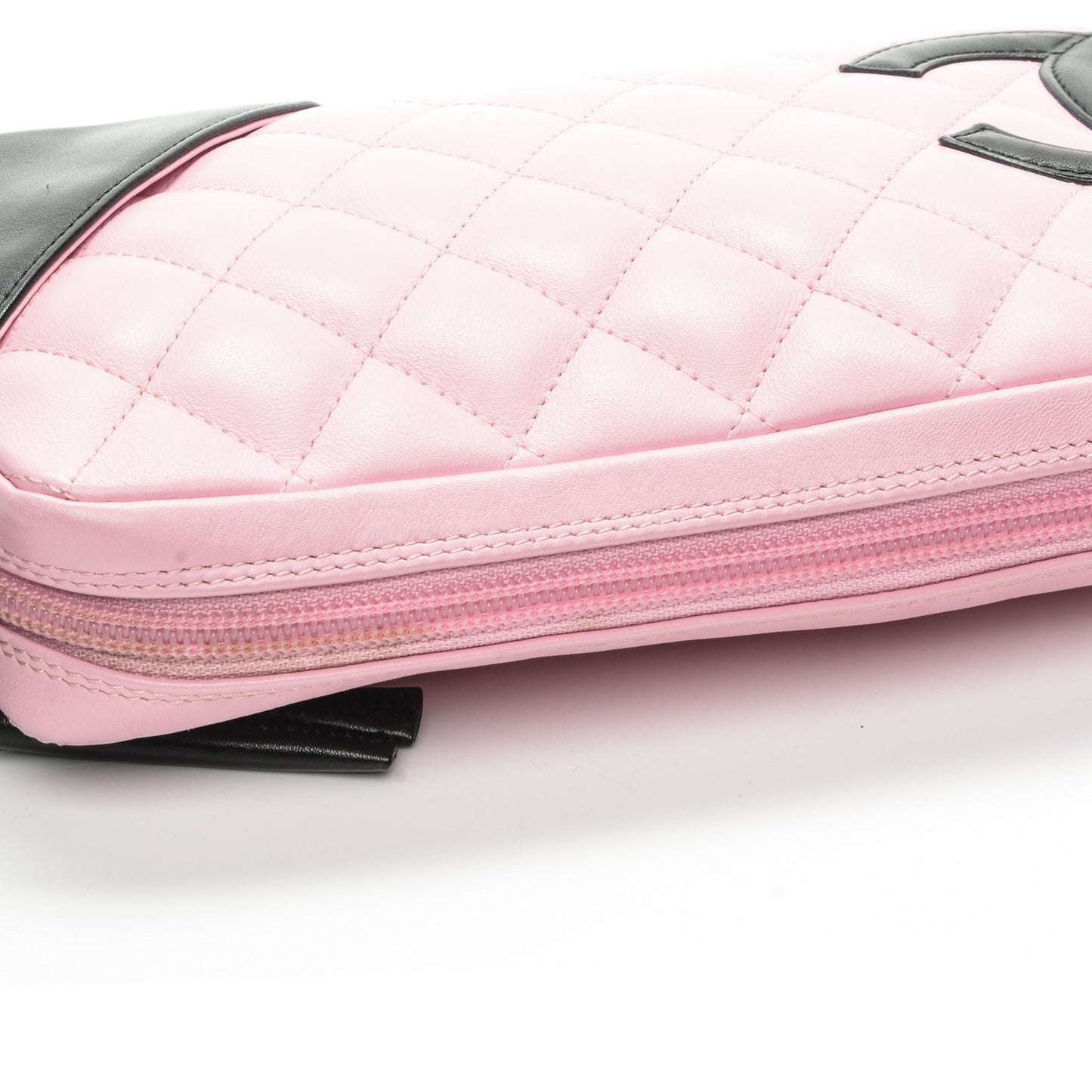 Calfskin Quilted Cambon Pochette Pink Black