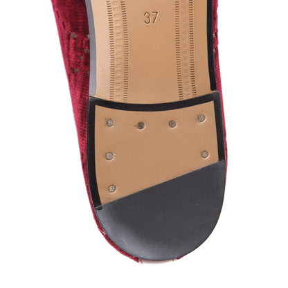 Gucci Velvet Malaga Kid GG Monogram Horsebit Womens Jordaan Loafers 37 Red Cipria Romantic Cerise 9 of 10