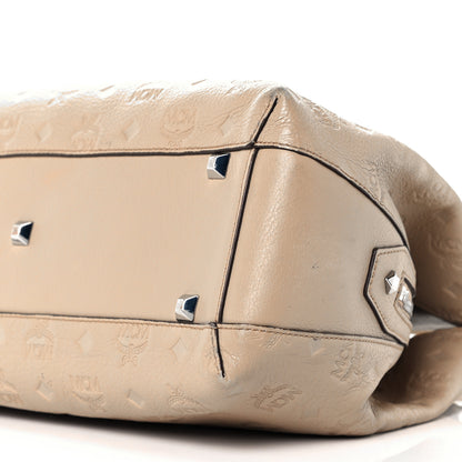 MCM Calfskin Ottomar Monogram Essential Hobo New Beige 10 of 10