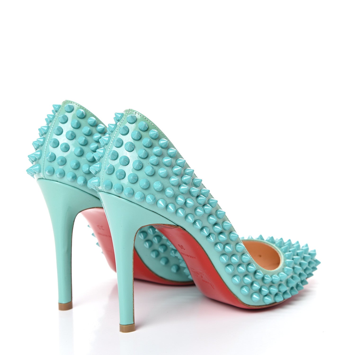 Christian Louboutin Patent Pigalle Spikes 100 Pumps 35 Aquamarine 4 of 10