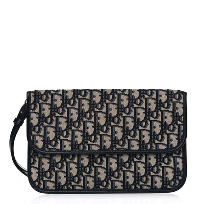 Christian Dior Oblique Flap Pouch Clutch Blue 1 of 5