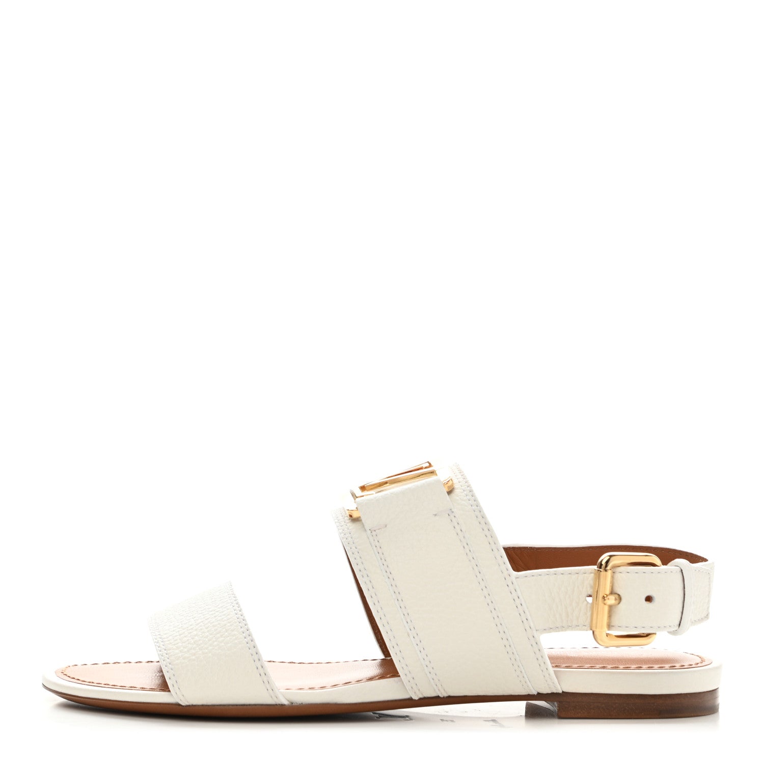 Louis Vuitton Grained Calfskin Horizon Flat Sandals 35 White 1 of 7