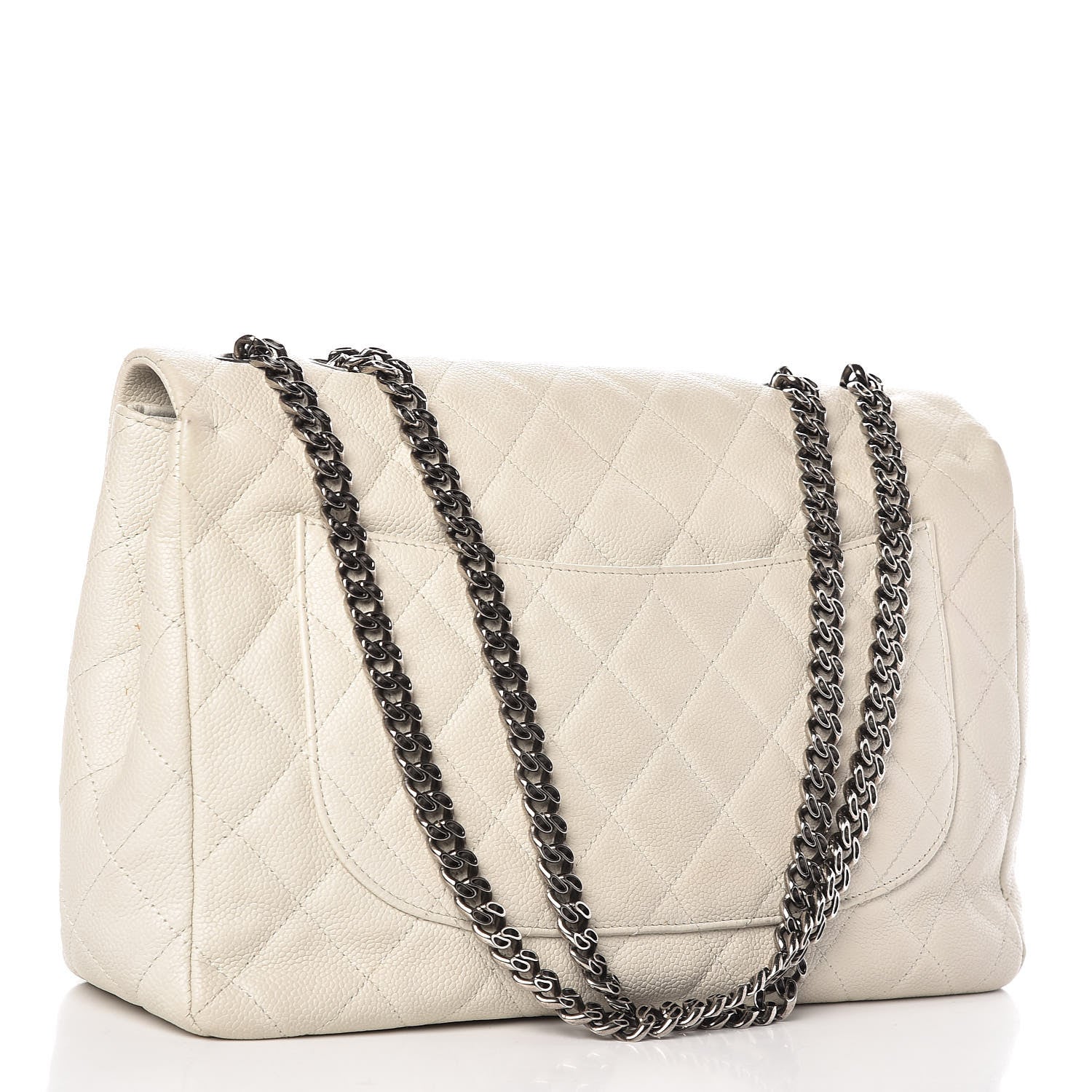 Chanel Caviar Quilted Jumbo Single Flap Bijoux Chain Ivory 3 of 17
