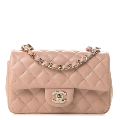 Chanel Lambskin Quilted Mini Rectangular Flap Beige 1 of 10