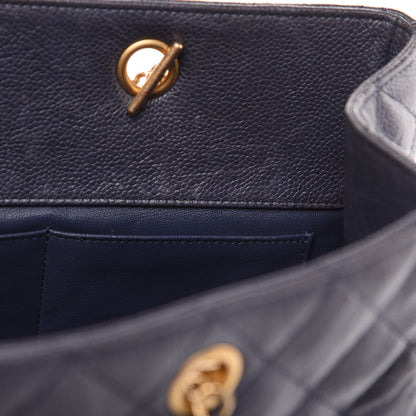 Chanel Crumpled Grained Calfskin Quilted Tote Blue 12 of 15