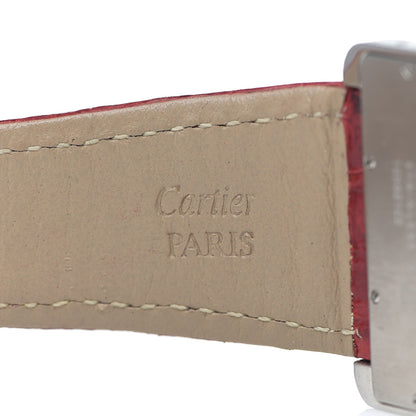 Cartier Stainless Steel Alligator 32mm Tank Divan Quartz Watch Red 6 of 7